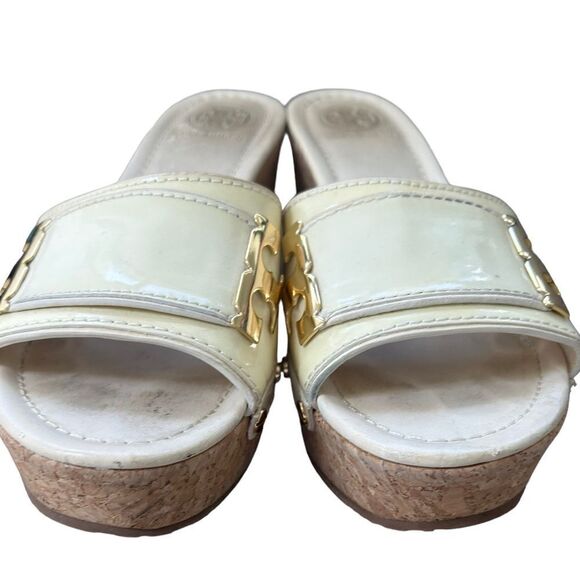 Tory Burch Patent Leather Cork Wedges - Picture 4 of 8